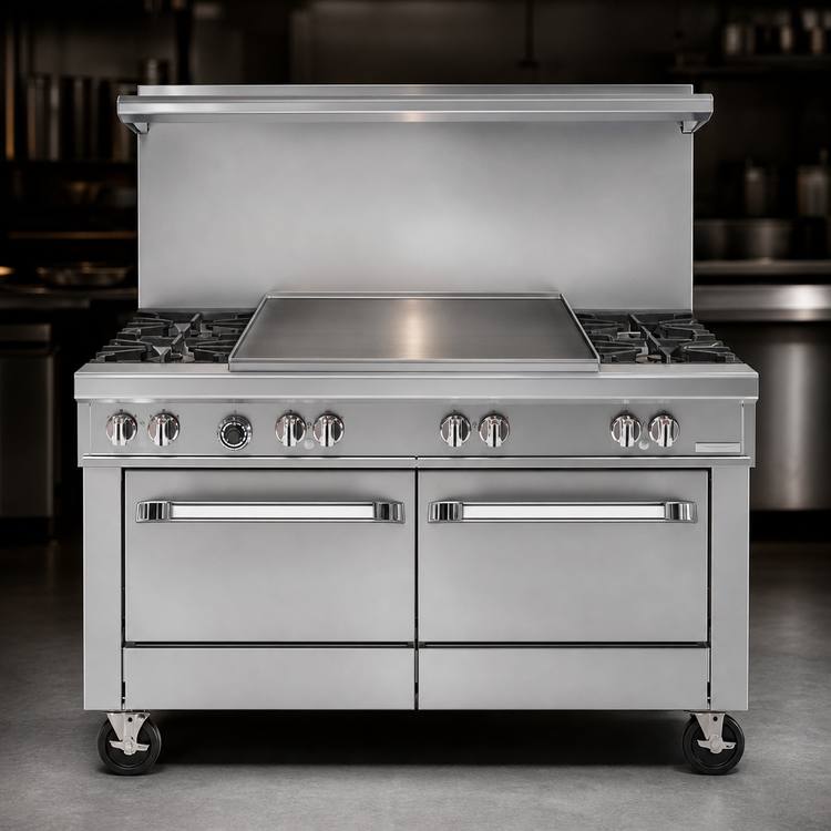 Product image #3 for Southbend Ultimate 48-Inch Gas Restaurant Range with 36-Inch Thermostatic Griddle and 2 Space Saver Ovens