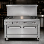 Thumbnail image #3 for Southbend (Middleby) Ultimate 4484EE-3T 48-Inch Gas Restaurant Range with 36-Inch Thermostatic Griddle and 2 Space Saver Ovens