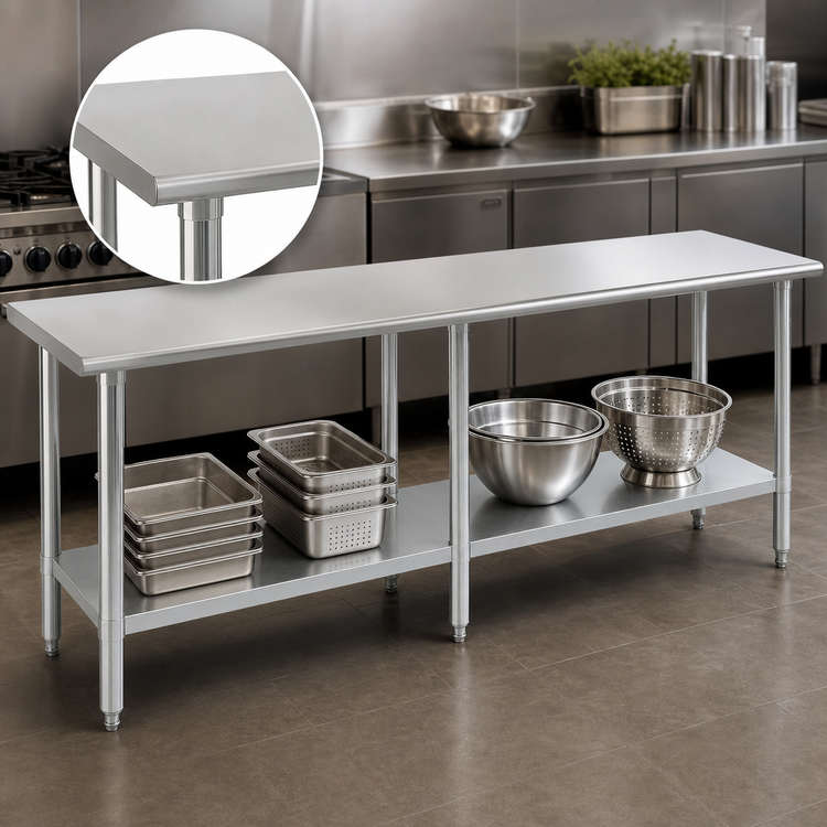 Product image #3 for Eagle Deluxe Series Stainless Steel Work Table with Adjustable Galvanized Undershelf, 108 x 24 Inches