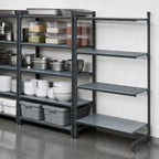 Thumbnail image #3 for Cambro Camshelving® Basics Plus CBA184864VS4580 4-Tier Add-On Polymer Shelving Unit, 18 x 48 x 64 Inches, 3 Vented/1 Solid, Brushed Graphite
