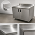 Thumbnail image #3 for Advance Tabco 36 Inch x 30 Inch Enclosed Work Table with Cabinet Base, 14-Gauge 304 Stainless Steel Top and 5-Inch Backsplash
