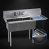 Thumbnail image #3 for BK Resources Three-Compartment Convenience Store Sink with Right 15-Inch Drainboard, 47-1/2 x 19-13/16 in