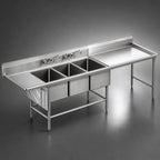 Thumbnail image #3 for Eagle Group Spec-Master FNP2860-3-24L-48TR Three-Compartment 14/304 Stainless Steel Prep Sink, 24-Inch Left Drainboard, 48-Inch Right Prep Area