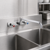 Thumbnail image #3 for BK Resources OptiFlow Heavy Duty Solid Body Backsplash-Mount Faucet with 12-Inch Swing Spout, 8-Inch Centers