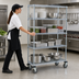 Thumbnail image #3 for Quantum Mobile Wire Shelving Cart with 4 Shelves, 48W x 18D x 80H, Chrome Plated Finish