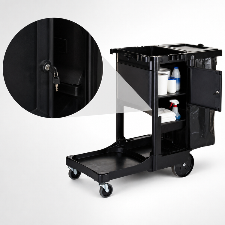 Product image #4 for Standard Executive Janitorial Cleaning Cart with Locking Cabinet Doors and 5 Cu. Ft. Storage