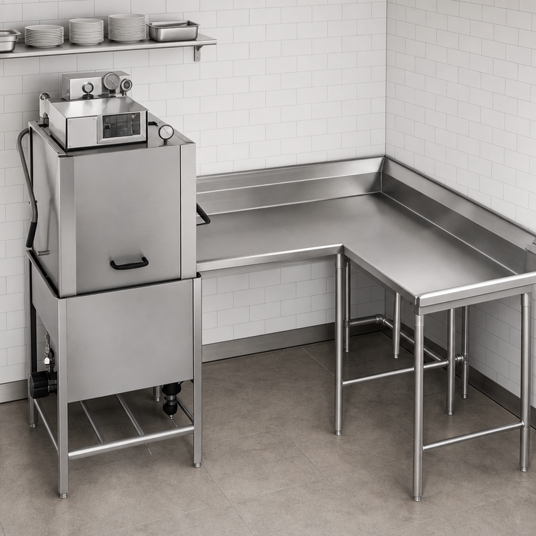 Product image #3 for Eagle Group Right-Hand Corner Clean Dishtable, 96-Inch Machine-to-Corner x 60-Inch Corner-to-End, 16/304 Stainless Steel