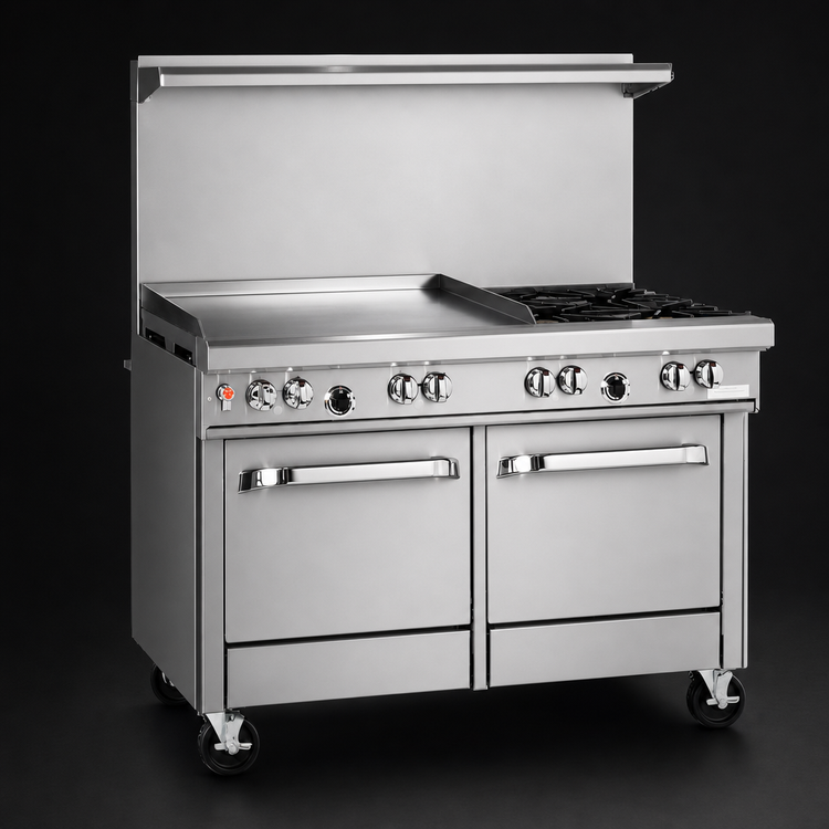 Product image #3 for Ultimate 48-Inch Gas Restaurant Range with 36-Inch Griddle, Standard Oven and Cabinet Base