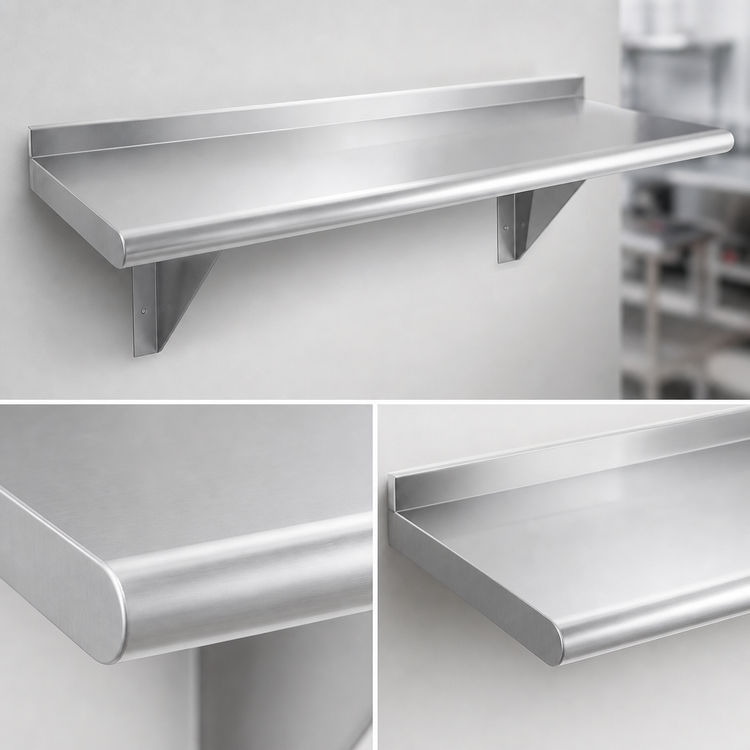 Product image #3 for Advance Tabco 72 Inch x 18 Inch Wall-Mounted Stainless Steel Shelf