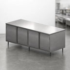 Thumbnail image #3 for BK Resources CST-30120HL Stainless Steel Chef Table with Cabinet Base and Locking Doors, 120 x 30 x 34-3/4 in, 14-Gauge Top