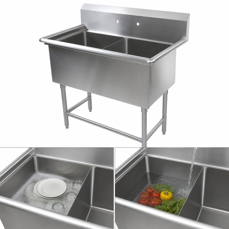 Product image #3 for John Boos Pro-Bowl 2-Compartment Stainless Steel Sink with Legs