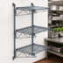 Thumbnail image #3 for Quantum Wall-Mounted Cantilever Wire Shelving Starter Unit with 3 Shelves, Gray Epoxy Antimicrobial Finish