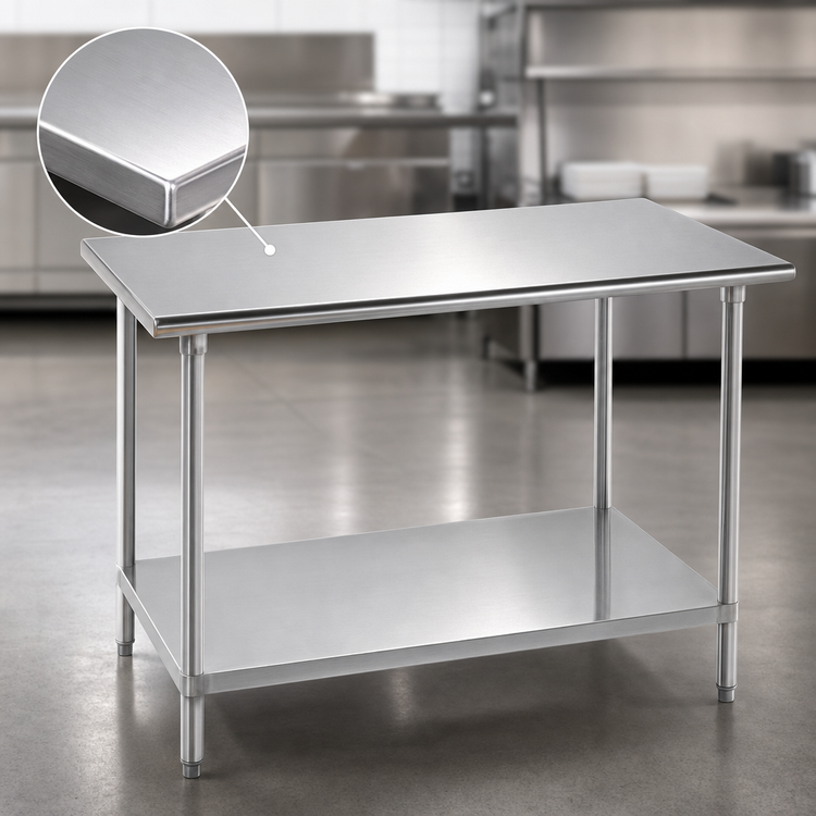Product image #3 for Advance Tabco 108-Inch x 24-Inch Stainless Steel Flat Top Work Table with Adjustable Undershelf