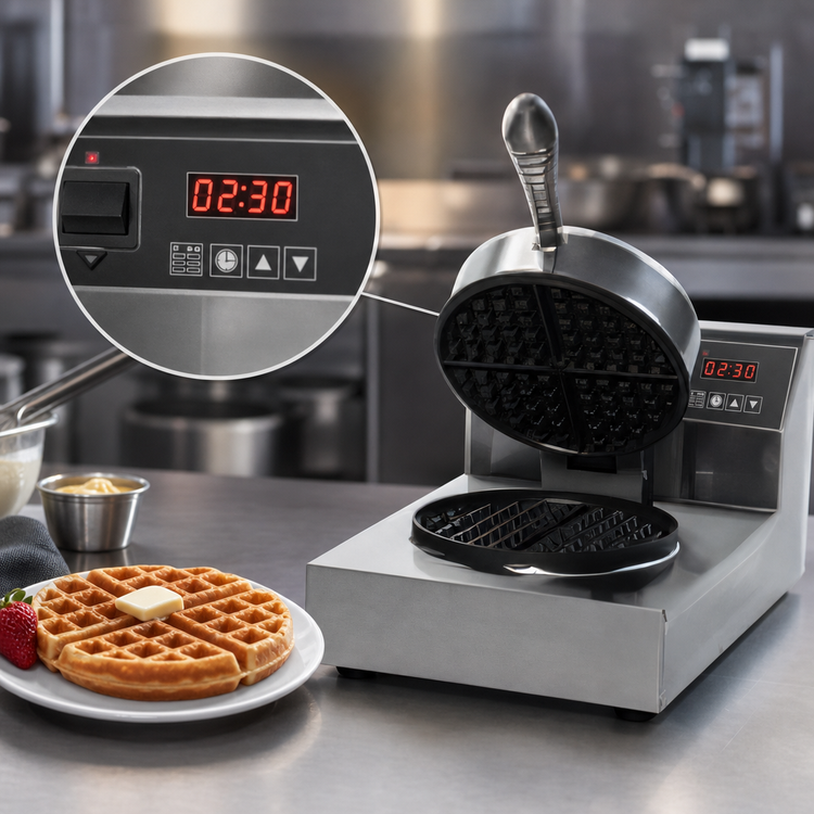 Product image #3 for Silverstone Single Countertop Round Waffle Baker with Digital Programmable Controls, 240V