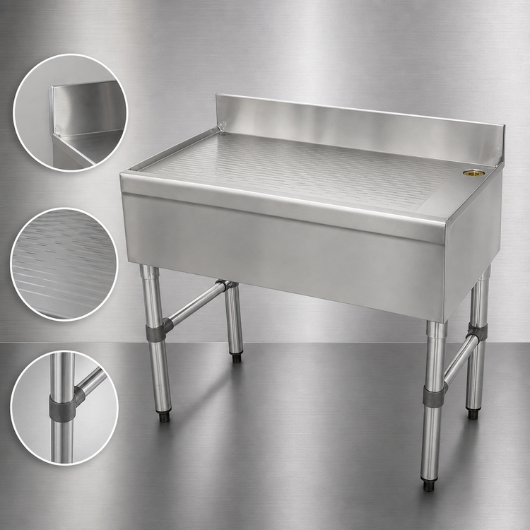 Product image #3 for Advance Tabco Special Value Series Free-Standing Stainless Steel Bar Type Drainboard, 24 x 18 x 33 Inches