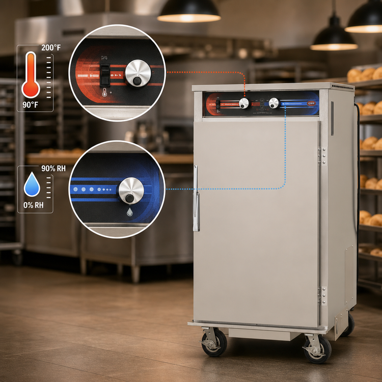 Product image #4 for FWE Clymate IQ PHTT-6 Mobile Heated Humidity Holding Cabinet with 6 Universal Tray Slides