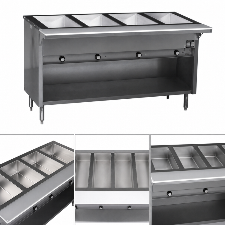 Product image #3 for Eagle Spec-Master 4-Well Electric Hot Food Table, Open Base, 63-1/2 Inch, 240V