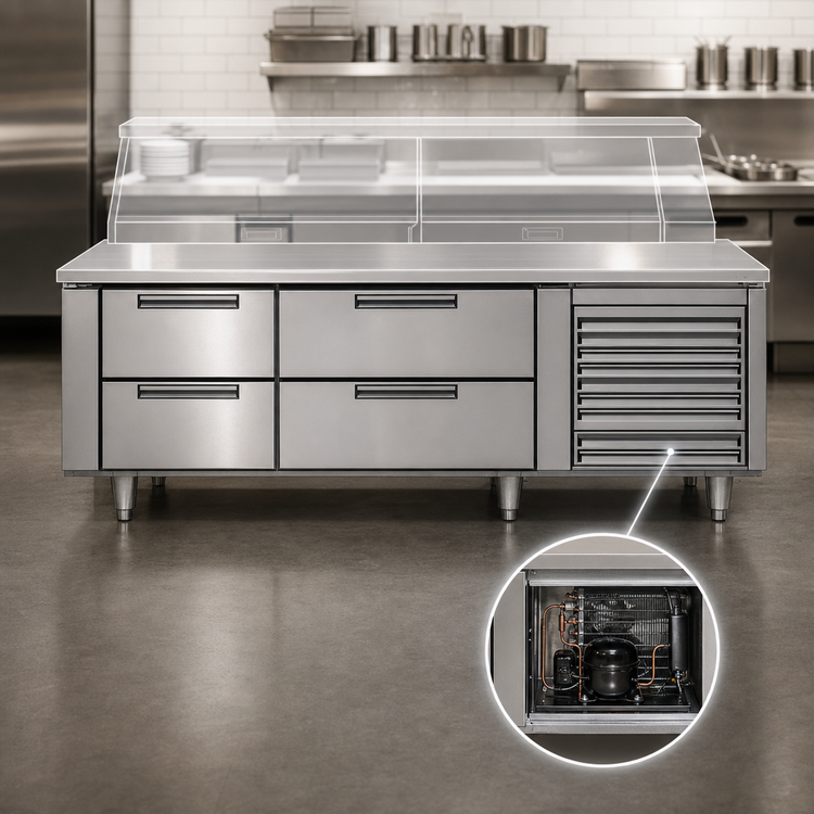 Product image #3 for Garland Polar Cuisine Self-Contained Freezer Base, 90-Inch Wide, 4-Drawer, Stainless Steel, 115V
