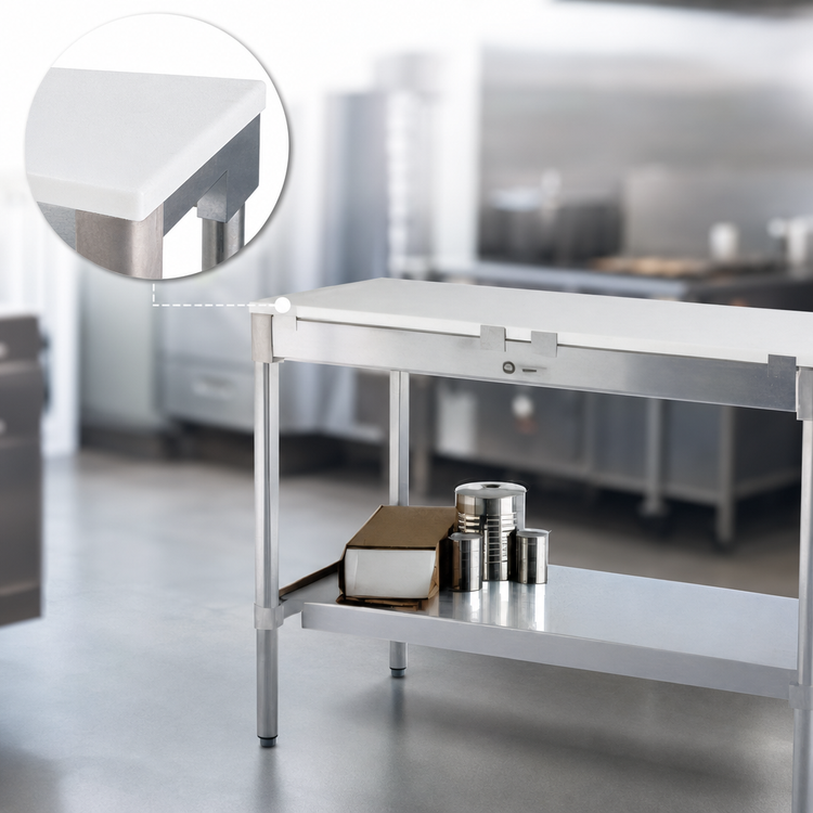 Product image #3 for New Age 96 Inch x 24 Inch Poly Top Work Table with Aluminum Open Base