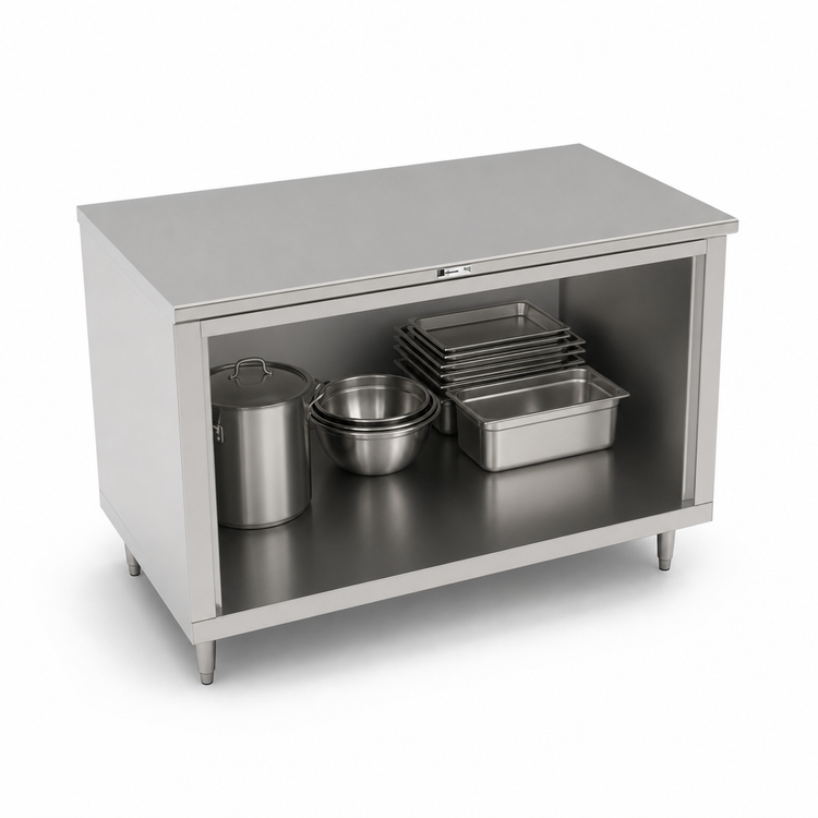 Product image #3 for John Boos Open Front Cabinet Base Work Table, 84 x 24 Inches, 16-Gauge Stainless Steel Top