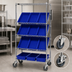 Thumbnail image #3 for Quantum Mobile Wire Shelving Bin System with 5 Shelves, 12 Bins, Chrome Plated Finish