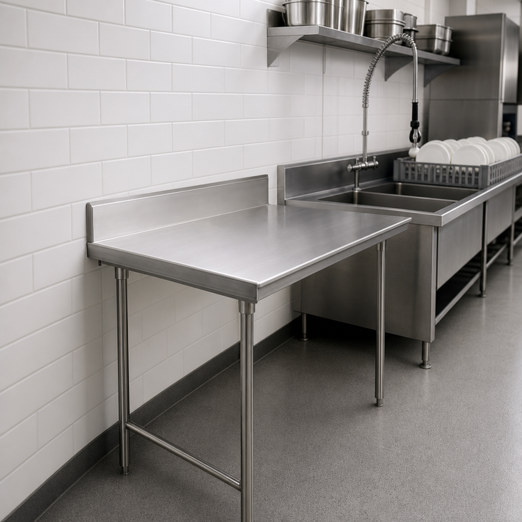 Product image #3 for Spec-Master 30" x 30" Straight Clean Dishtable, Right-to-Left, 14/304 Stainless Steel Top, 8" Backsplash