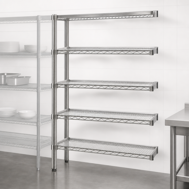 Product image #3 for Eagle Group 5-Tier Add-On Wire Shelving Unit with QuadTruss, 48 x 18 x 86 Inches, Stainless Steel Finish
