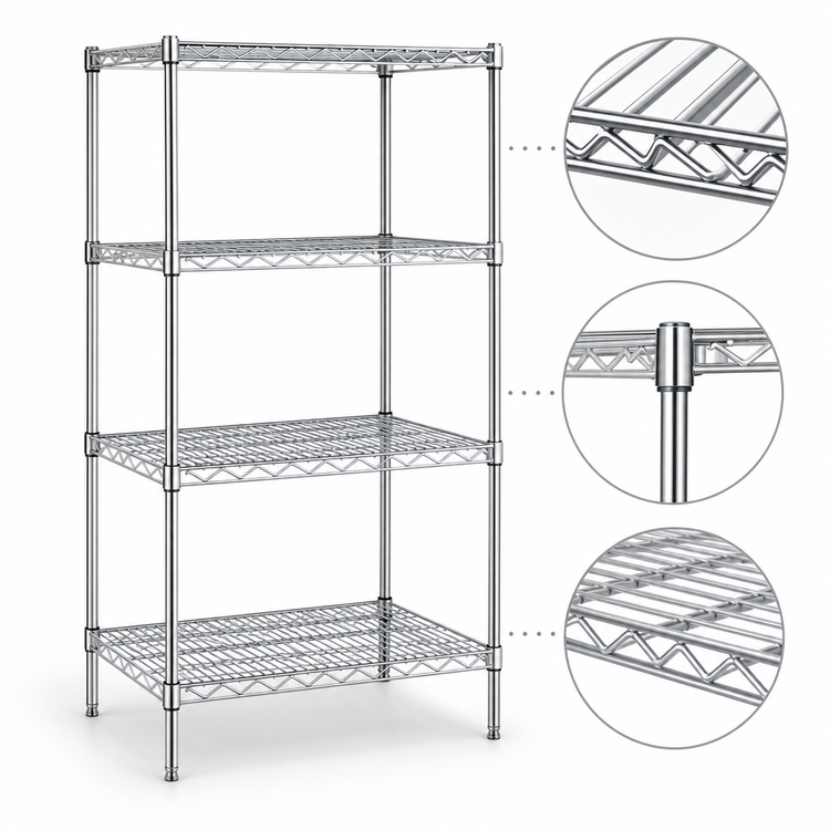 Product image #3 for Eagle Group 4-Tier Wire Shelving Starter Unit, Stainless Steel Finish, 24 x 24 x 63 Inches