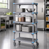 Thumbnail image #3 for Millenia Mobile Polymer Starter Shelving Unit with 4 Open Grid Shelves, 60 x 21 x 62 Inches