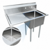 Thumbnail image #3 for Omcan USA 1-Compartment Pot Sink with Left Drainboard and 24 x 24 x 14 Bowl, 304 Stainless Steel