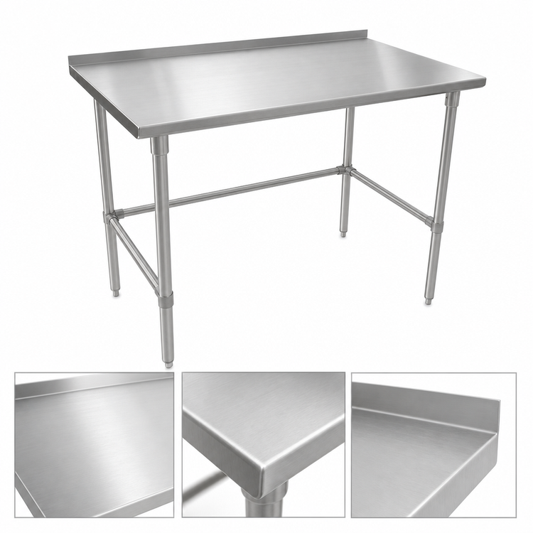 Product image #3 for John Boos Stallion 72"W x 24"D 16-Gauge Stainless Steel Top Work Table with 1-1/2" Rear Backsplash