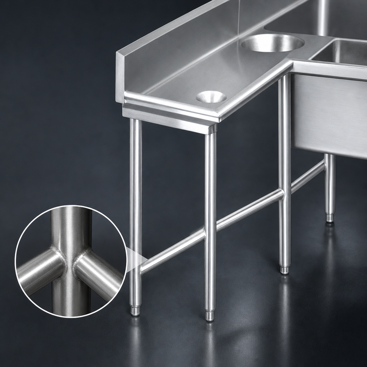 Product image #3 for Advance Tabco Welded Stainless Steel Leg Assembly with Metal Bullet Feet