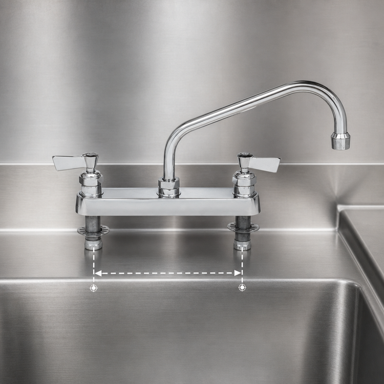 Product image #3 for Fisher 8-Inch Center Deck-Mount Brass Manual Faucet with 12-Inch Swing Spout and Lever Handles