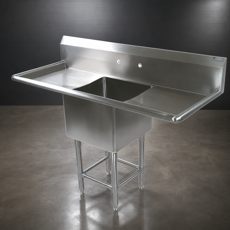 Product image #3 for John Boos Pro-Bowl 1-Compartment Sink with Left and Right 30-Inch Drainboards, 20-Inch x 20-Inch x 14-Inch Bowl, Stainless Steel