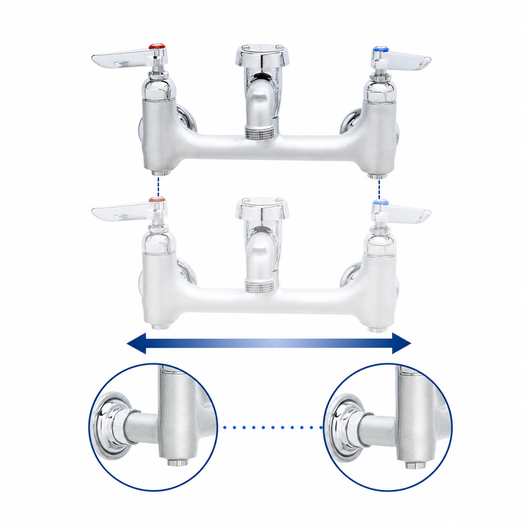 Product image #3 for T&S Brass 8-Inch Wall Mount Service Sink Mixing Faucet with Vacuum Breaker Spout and Garden Hose Outlet