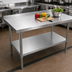 Thumbnail image #3 for John Boos Stallion 72-Inch x 18-Inch Economy Stainless Steel Top Work Table with Rear Riser and Undershelf