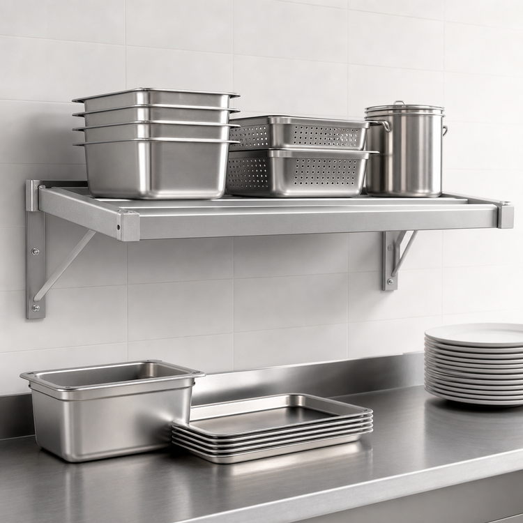 Product image #4 for New Age Adjust-A-Shelf H.D. Series 72 Inch x 20 Inch Wall-Mounted Aluminum Shelf