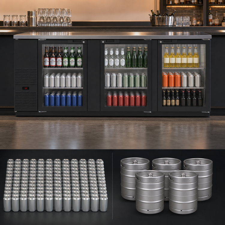 Product image #3 for Hoshizaki BB95-G 95.5-Inch Three-Section Glass Door Back Bar Cooler