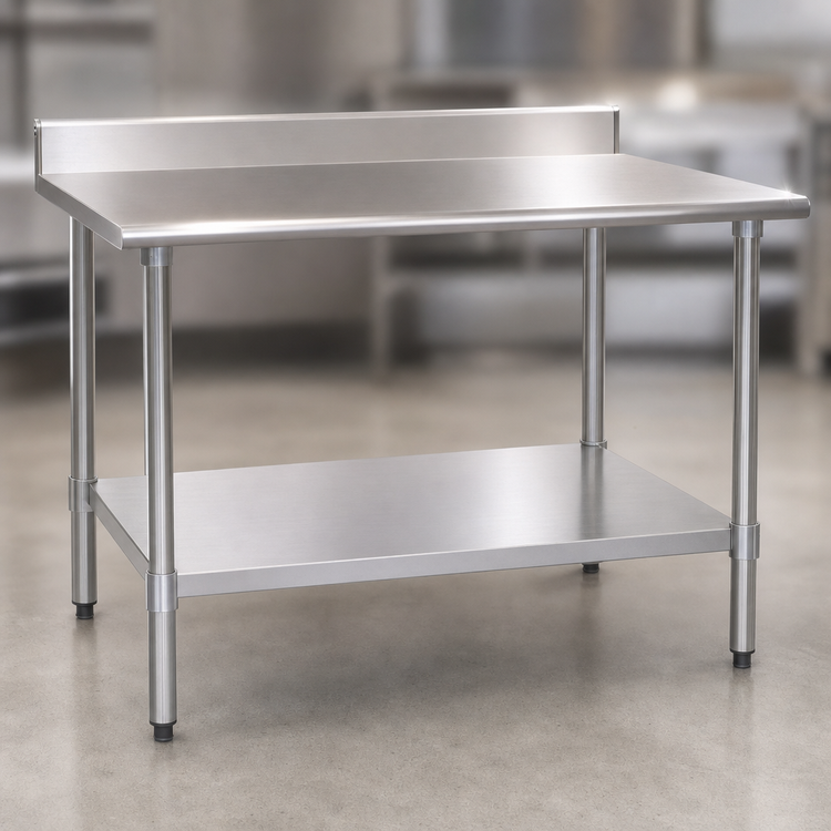 Product image #3 for Eagle Group Budget Series 84-Inch x 30-Inch Work Table with 4-1/2-Inch Backsplash and Undershelf