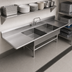 Thumbnail image #3 for John Boos Pro-Bowl 3-Compartment Platter Sink with Left and Right Drainboards, 12-Inch Deep Bowls, 14-Gauge Stainless Steel