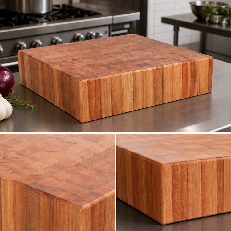 Product image #3 for John Boos Cucina LaForza 24-Inch Square End Grain American Cherry Butcher Block Top, 6-Inch Thick, Oil Finish