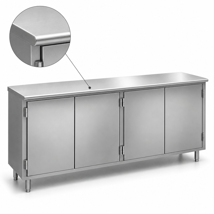 Product image #3 for Spec-Master Series Freestanding Stainless Steel Plate Cabinet with 4 Hinged Doors, 120 Inch W x 15 Inch D