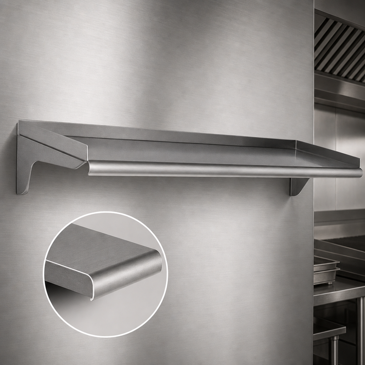 Product image #3 for Eagle Group WS1024-14/3 Wall-Mounted Shelf, 24 x 10 Inches, 14/304 Stainless Steel