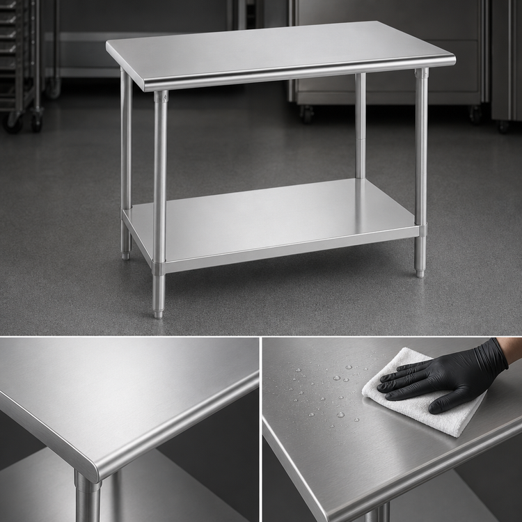 Product image #3 for Advance Tabco Stainless Steel Flat Top Work Table with Adjustable Undershelf, 30 x 24 Inches