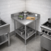 Thumbnail image #3 for Sapphire 30 Inch x 30 Inch Stainless Steel Corner Work Table with 5 Inch Backsplash and Open Undershelf