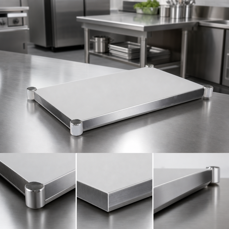 Product image #3 for John Boos 144-Inch x 36-Inch 14-Gauge Stainless Steel Undershelf for Work Tables