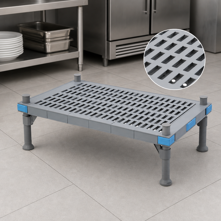 Product image #3 for Millenia Vented Top Polymer Dunnage Rack, 36 x 24 x 14 Inches, Gray