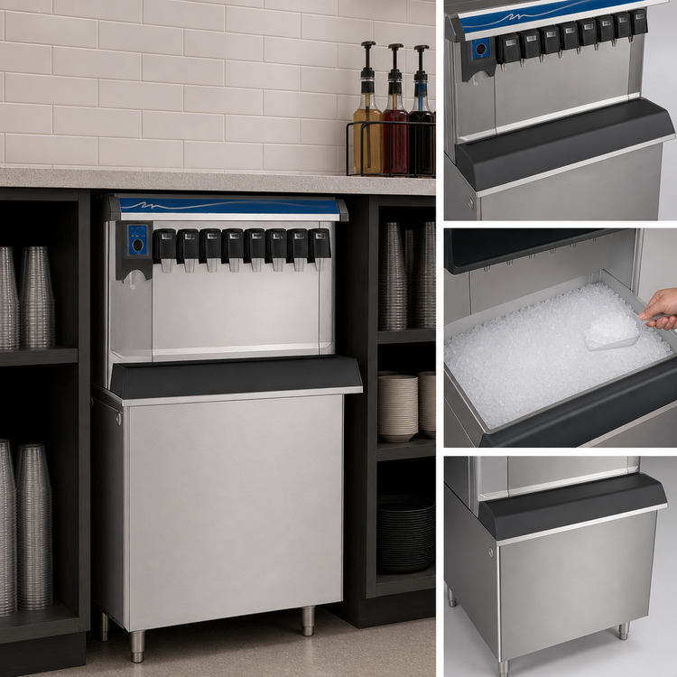 Product image #3 for Follett Vision VU155B8RL Low Profile Ice and 8-Valve Beverage Dispenser with Right Side Ice Chute