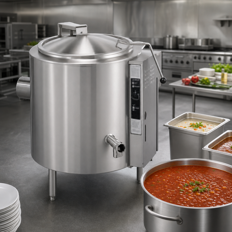 Product image #3 for Groen AHS-40 Low Height Gas Steam Kettle, 40-Gallon, 2/3 Jacket, 316 Stainless Steel Liner