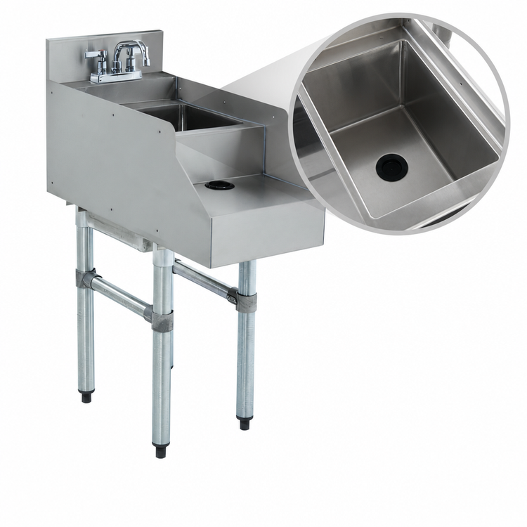 Product image #3 for Advance Tabco Special Value Series Underbar Blender Station with Dump Sink, 18-Inch Wide, Deck-Mount Faucet, 120V GFI Receptacle